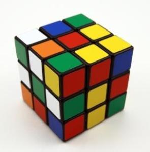 multi-colored squares on a puzzle cube